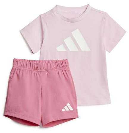 adidas Unisex - Bimbi 0-24 ESSENTIALS BIG LOGO T-SHIRT SET, clear pink/white, 6-9 Months