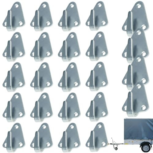 24 ganci per teloni a tre fori, ganci di bloccaggio in ghisa zincata, ganci di fissaggio, robusti ganci a tre fori, ideali per reti di rimorchi, teloni, sicurezza del carico