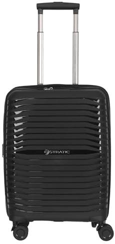 Stratic Bright+ Hartschalen-Koffer Trolley Handgepäck Koffer klein Reisekoffer, wasserabweisend, 4 Rollen, erweiterbar, TSA-Schloss (Größe S, Black)