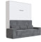 SMARTBett Schrankbett mit Anthrazit Sofa M1 160x200 Vertikal Weiss/Weiss