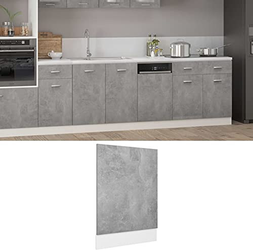 LAPOOH Panel para lavavajillas contrachapada Gris hormigón 45x3x67 cm, Lavavajillas Panelable, Cocina Proteger Electrodoméstico, Panel Delantero para Lavavajillas