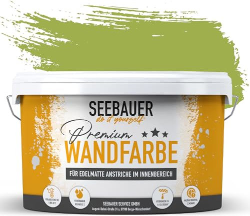 SEEBAUER diy Wandfarbe Grün 2,5L für Innen (No. 726 Wild Jungle) Edelmatte grüne Innenfarbe - Grüntöne sehr hohe Deckkraft - Matt, Abwaschbar und Tropffrei