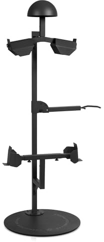 Savior Equipment H.A.B Tactical Equipment Stand Helmet Vest Belt Display Rack Military Equipment Plate Carrier for Indoor Home Garage Freestanding Organizer Obsidian Black