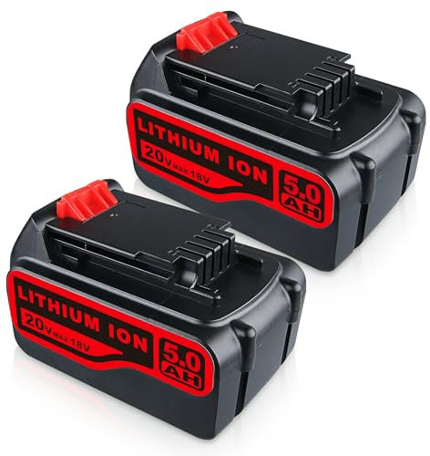 DASNITE 2Stück 5,0Ah 18V/20V LB2X4020 Li-ion Ersatzakku für Black & Decker 18V Akku 20V Max Kompatibel mit Black+Decker Akku 18V BL2018 BL2018-XJ BL1518 BL4018 LBX20 LBXR20 LBXR2020-OPE LBXR20B-2 LB20