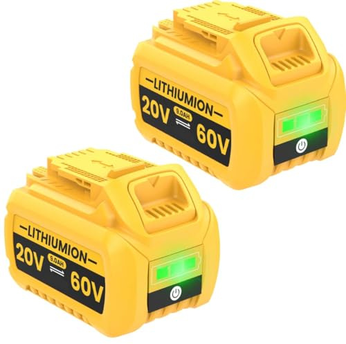 Lot de 2 batteries FlexVolt XR 20 V/60 V 9,0 Ah pour Dewalt DCB609 DCB606 DCB612 DCB184 DCB546 DCB200 DCB201 DCB182, compatible avec les outils électriques sans fil 18 V, batterie lithium-ion 9000 mAh
