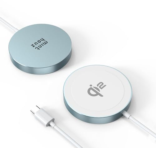 Minthouz Qi2 Certified Wireless Charger Pad for iPhone 17/16/15/14/13 Series, Magnetic Wireless Phone Charger Pad for Samsung and More Qi-Enabled Phone, Mag-Safe Charger for Airpods 2/3/Pro - Blue