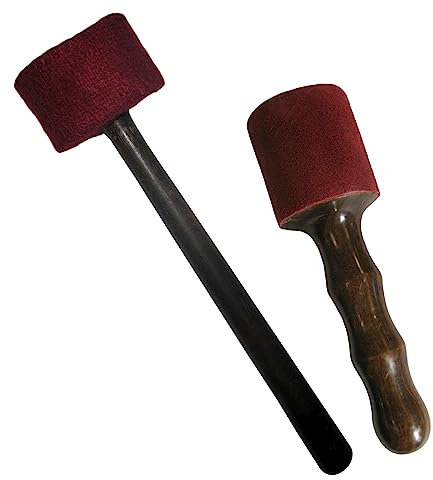 Klangschalen Klöppel 2er-Set Therapie-Filz-Schlägel für die professionelle Klangschalen Klang Massage & Holz-Leder-Reibeklöppel für ein Klangbad z.B. nach Peter Hess. 70103