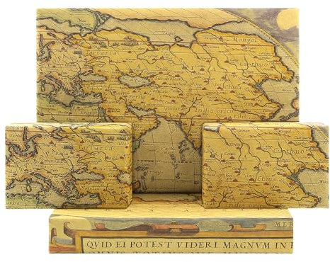 Geschenkpapier Vintage Landkarte, Vintage Antike Retro-Weltkarte Segelkarte Braunes Geschenkpapier, 4 Blätter, 52 x 75 cm, für Reisende, Bibliotheken, Chanukka, Piratenparty