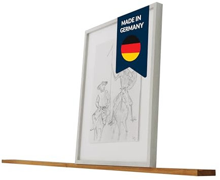 ZUSCHNITTPROFI.DE Design Bilderleiste aus massiver Eiche 1,9-2cm stark, 120 cm breit, für Fotos, Bilderrahmen, Bücher, Magazine, Handgefertigt, schwebendes Regalbrett als Board oder Bücherregal