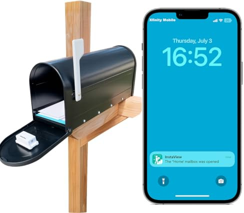 InstaView Wireless Mailbox Alert System with Sensors and Receiver, Mailbox Alarm with Phone app, 1K ft Long-range Mail Delivery Notification Device