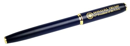 TAUXBLO Trump Pen 2024 Trump Merchandise Tintenroller, schwarzer Lack-Tintenroller, atemberaubender Luxus-Stift mit 24 Karat Gold-Finish, ausgefallene Stifte, Executive Office Schreibstifte