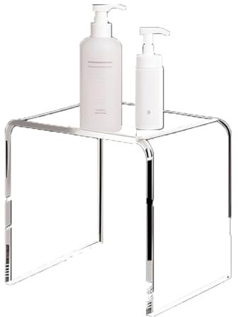 GETCK Kleiner Hocker aus Acryl, 38,1 cm, vielseitig einsetzbar als Dusch-/wasserabweisender Hocker, transparenter Fußhocker für Badezimmer, Sitz- und Platzierungsgegenstände (26,9 cm T x 39,9 cm B x