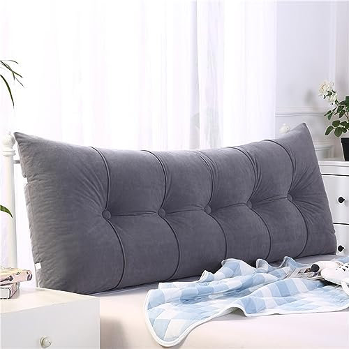 Luxus-Kopfteil-Bettkissen, Premium-Stützkissen für Einzel-, Doppel-, Kingsize-Betten, Rückenlehnenkissen für Schlafsofa oder Bürostuhl, 120 x 20 x 60 cm, Grau