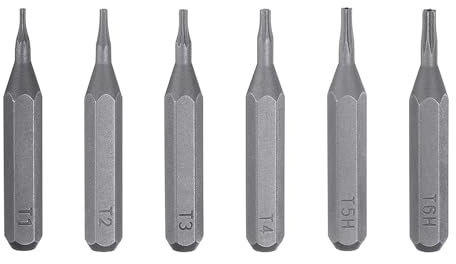 QUARKZMAN Set di 6 cacciaviti Torx T1-T6H, 5/32, codolo esagonale, lunghezza 28 mm, stella magnetica a 6 punti, testa esagonale, in acciaio S2 per avvitatore elettrico