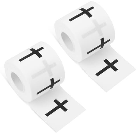 2 Rollen Cross Athletic Tape, 5 cm x 7 m Christian Cross Athletic Tape Gezackte Kanten Sport-Handgelenksband aus Baumwolle mit Schwarzem Kreuz für Gymnastiksportler aller Sportarten (Weiß)