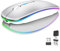 Kabellose Bluetooth-Maus für Laptop, wiederaufladbare Computer-Maus 2.4GHz Optisch (Bluetooth5.2+USB A+USB C)Duale Empfänger Mäuse-1600DPI LED Leiser Klick für MacBook Laptop Tablet PC Computer,Silber