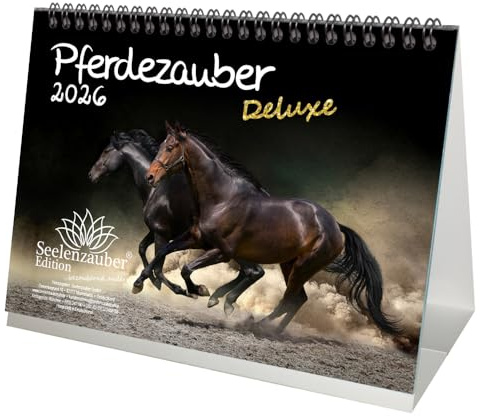 Pferdezauber DELUXE DIN A5 Tischkalender für 2026 Pferde - Seelenzauber