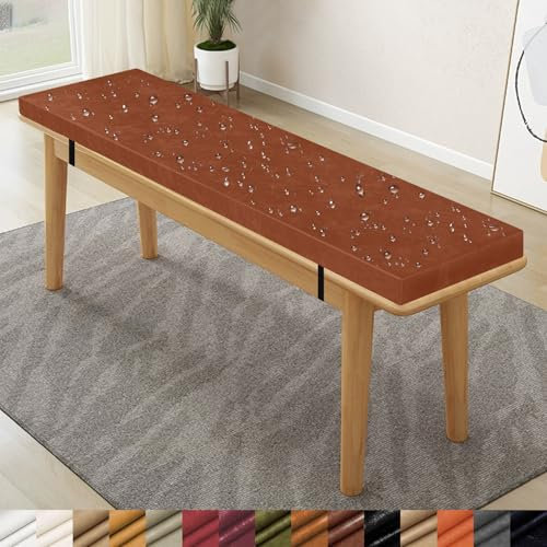 Lsjoaw Bankauflage Sitzbank 110X55X3CM öLwachsleder Auflage Sitzkissen Bank Sitzauflage Outdoor Bankkissen Sitzauflagen Polsterauflage Wasserdicht Sitzbankauflagen Color#24 braun