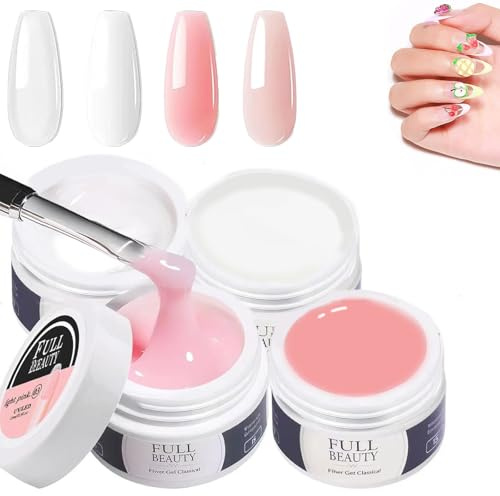 4 Stück Aufbaugel für Gelnägel, 15ml UV Gel nägel zur Nagelverlängerung und Modellage, UV Nagellack für Verstärkungsverlängerung für Nagelstudio