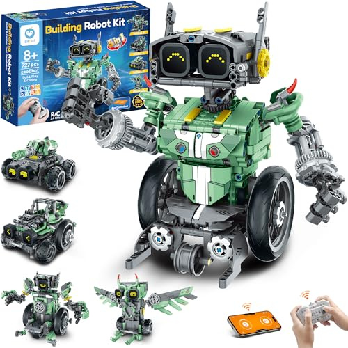 Sillbird 5-in-1 STEM Roboter Auto programmierbarer Baukasten ab 8 Jahren | App-gesteuerter Roboter Auto,Engineering Spielzeug,Kreatives Geschenk für Jungen zu Geburtstag & Weihnachten,727 Teile