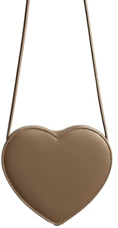 FASHION YOU WANT Damen Herztasche Trachtentasche Dirndltasche in Herzform Schultertasche Herz Handtasche (taupe)