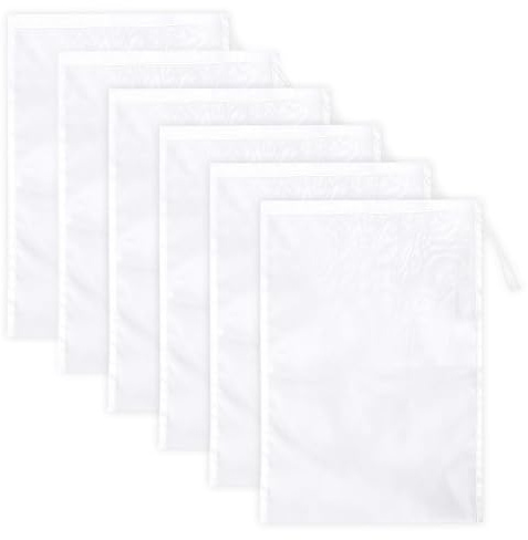 Aihoom Lot de 6 Sacs à Lait Végétal Réutilisables, 20x30cm, Mousseline Alimentaire en Nylon Bio, Filtre pour Jus de Fruits, Café, Légumes, avec Cordon de Serrage, Sac Filtrant et Étamine Alimentaire