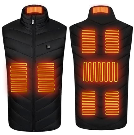 Gilet Chauffant Homme Femme Veste Électrique USB Légère 27 Zones De Chauffage 3 Niveaux De Chaleur Doudoune Chaud Hiver Slim Fit Vêtements Manteau Avec Poches Veste Pour La Randonnée, Le Camping
