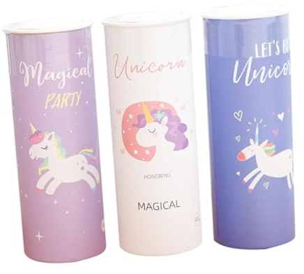 VILLFUL 3 Stück Teiliges Auto taschentuch Niedlichem Einhorn motiv Hautfreundliche Cartoon servietten in Runder Zylinderform Leichte und Tragbare Papiertaschentücher für Sauberes
