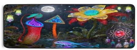 Extra Long Runners Area Rug Fantasy Garden Forests Night Scene Waterproof Carpet for Bathroom 24 X 7 Inches