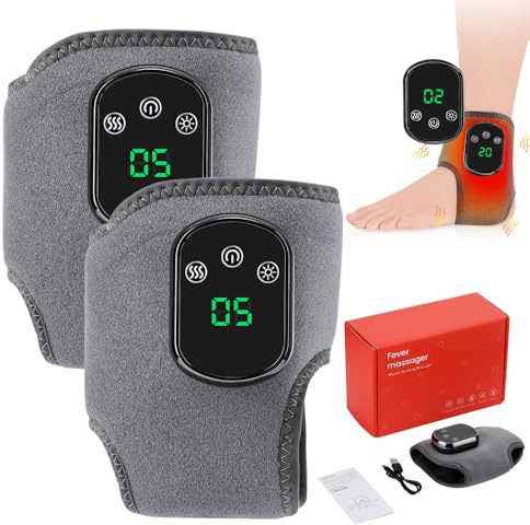 Elektrisch Fußmassagegerät Tragbares kabelloses Knöchelmassagegerät mit 1800mAh Akku, 5 Wärmestufen 3 Vibrationsmodi, Aufladbare Massagegerät für Knöchel, Ferse, Sohle, Fußrücken