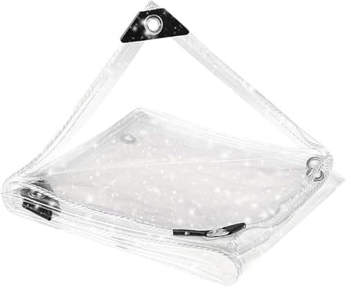 Wasserdicht Plane Transparent 94 x 190 cm Ultra Reißfeste Gewebeplane mit Verstärkten Ösen Abdeckplane Gartenmöbel aus PVC Faltbar mit Seil für Garten Camping & Outdoor, transparent