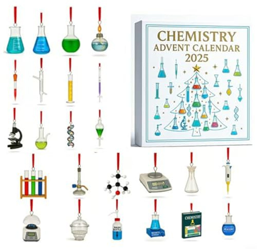 Chemie Adventskalender 24 Tage mit täglichen Experimenten, Wissenschaft Weihnachtsdekoration aus Acryl, interaktives Lernset für Familie und Kinder