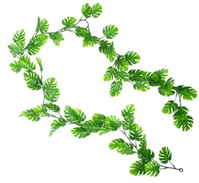 DECOMELODY 1.8m Faux Hanging Monstera Vine Garland Artificial Plant with Green Pp Monstera Leaves, Reusable and Sturdy, for Wedding or Stairs Decoration