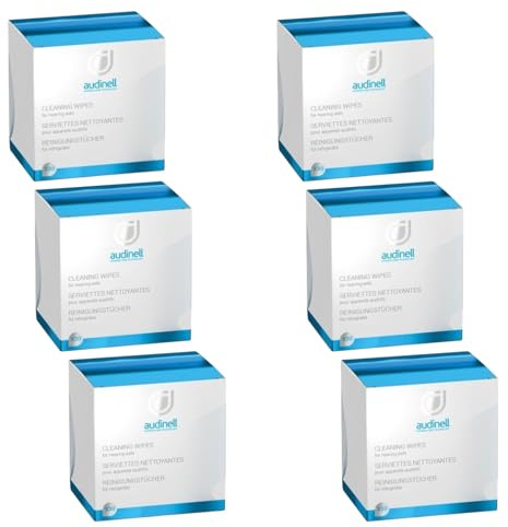 Audinell Lingettes de nettoyage pour Appareils Auditifs - Lot de 6 fois 30 sachets - Élimine le cérumen