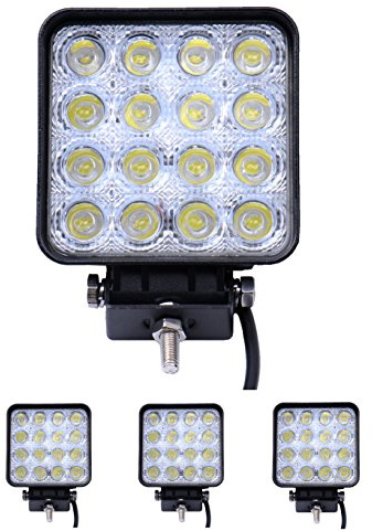 Greenmigo 4X 48W 16 LEDs IP67 Flutlicht LED Arbeitsscheinwerfer Außenstrahler Offroad Lampe Zusatzscheinwerfer für Jeep SUV 12-24V