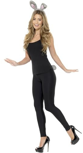 Smiffys Kit lapin, Gris, Avec bandeau et queue Halloween