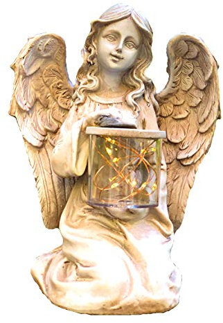 Décoration de jardin à énergie solaire en forme d'ange avec ailes et pot lumineux à LED