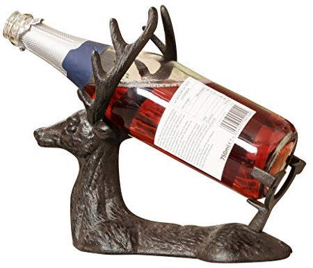Dibor Wine Bottle Holder Storage Rack Countertop Cast Iron Freestanding Stag Deer Spring Summer Wedding Anniversary Wine Gift