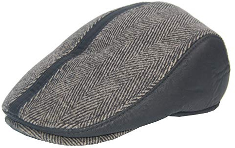 Cool4 Winter Herbst Herren Schiebermütze Fischgrät Kunstleder Flatcap Kappe Cap Schirmmütze A19