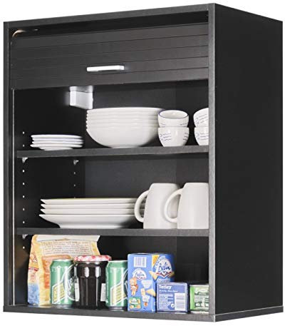 SIMMOB Meuble de Cuisine Noir 2 Etagères L 60 cm H 72 cm P 35 cm