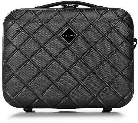 WITTCHEN Kosmetikkoffer Reisekoffer Handgepäck Kabinengepäck Rollkoffer Hartschale aus ABS mit 4 Spiner Rollen Zahlenschloss Teleskopgriff Classic line Schwarz