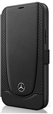 Mercedes-Benz Schutzhülle für iPhone 12 Mini, Leder, Schwarz