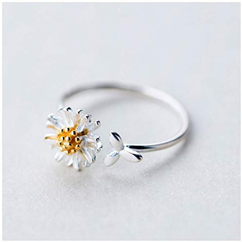 925 Sterling Silber Schmuck Einstellbare Niedliche Kleine Gänseblümchen Blumen Ringe Frauen Party Tägliche Tragen Zubehör Geschenk