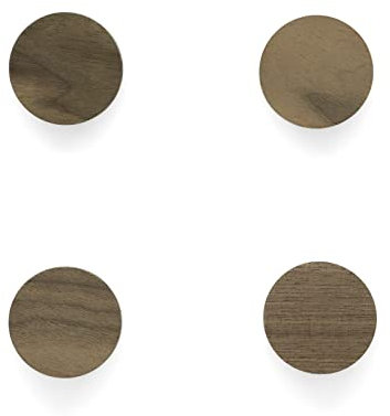 PLT 4 Stück Skandinavische Möbelgriffe aus unbehandeltem Walnussholz, Rund, Knauf, Knopf für Kommode, Schrank, Schublade, Tür, Geschenkidee (4, 4 cm Durchmesser)