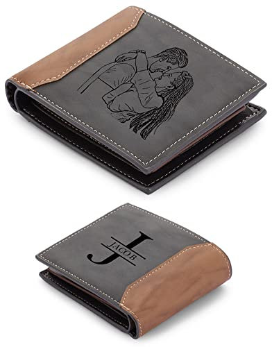 Rolaonly Herren Männer Geldbörse mit Namen Foto Gravur Personalisiert Geschenk für Geburtstag/Weihnachten/Valentinstag/Vatertag