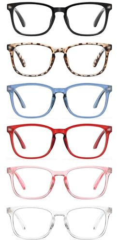 CCVOO Lesebrille für damen und herren mit blaulichtfilter - Augenoptik Brille Lesehilfe für Damen Herren (Schwarz + Leopard + Blau + Rot + Pink + Klar, +2.25)