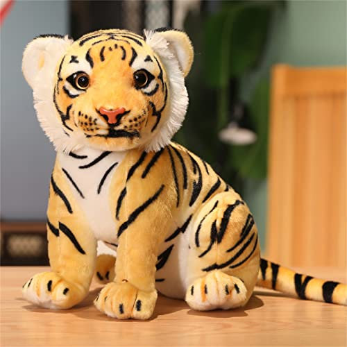 SWECOMZE Tiger Plüschtier, Niedlich Plüsch Stofftier Kuscheltier, Realistisch Tiger Spielzeug Puppe Für Kinder Dekokissen Geschenke (Braun,23cm)