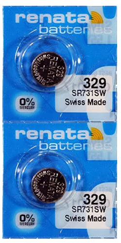 Renata 329 Lot de 2 piles à oxyde d'argent pour montre électronique
