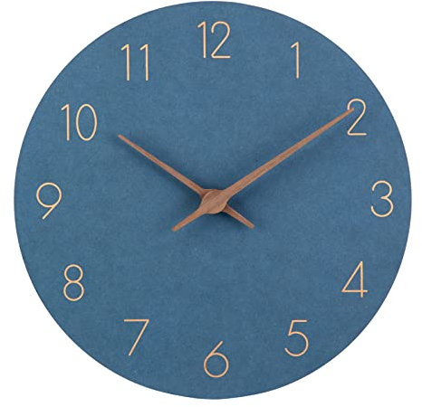 ACCSHINE MDF Holz Wanduhr Ohne TickgeräUsche Lautlos Modern 30cm Quarz Groß Batterie Betriebene Wanduhr Einfach zu Lesen für Zimmer Zuhause KüChe Schlafzimmer BüRo Schule (Blau)