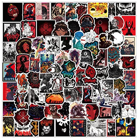 LYLSDSB 100pcs Anime Berserk Stickers Waterproof Vinyl Aufkleber für Laptop Wasserflaschen Autos Motorrad Fahrrad Skateboard Bumpers Luggage,Ästhetisch Aufkleber for Jugendliche Kinder